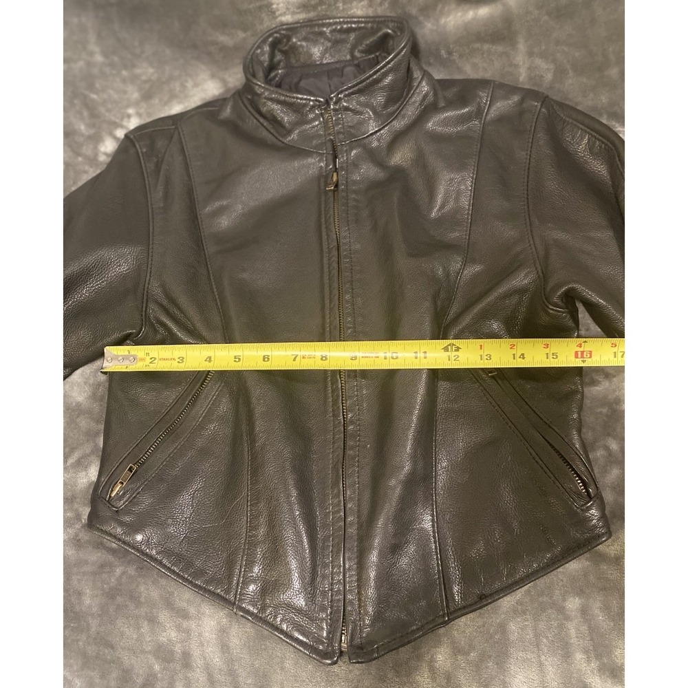 Hot Leathers Women's Vtg Black Leather Motorcycle Sport Zipper Jacket Sz M USA - Picture 12 of 16